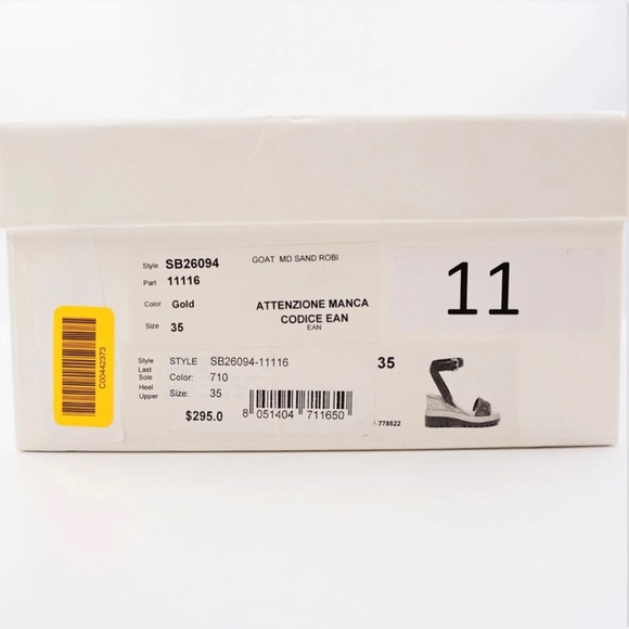 NIB See By Chloe Goat MD Sand Robin Gold Leather Platform Wedge Sandals 6 US - Picture 16 of 16